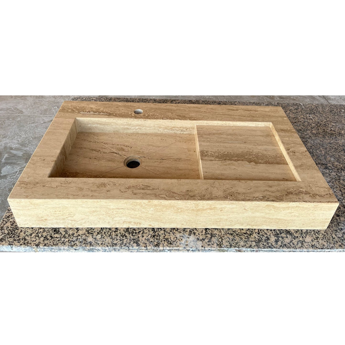 Handcrafted Travertine Stone Sink - Natural Warm Earthy Artisan
