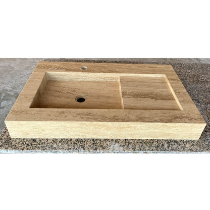 Handcrafted Travertine Stone Sink - Natural Warm Earthy Artisan