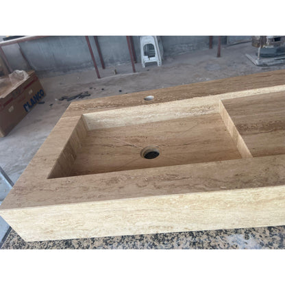 Handcrafted Travertine Stone Sink - Natural Warm Earthy Artisan