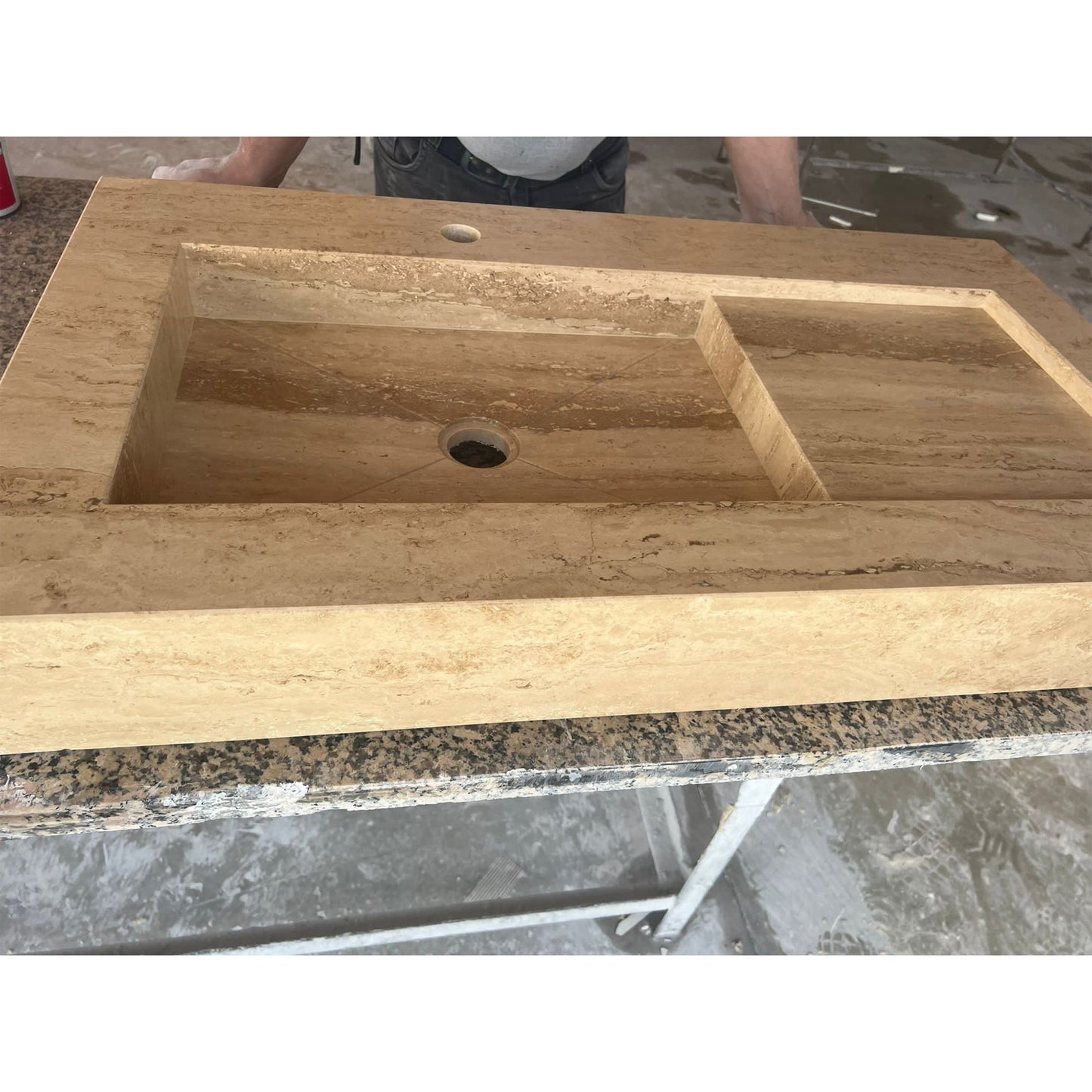 Handcrafted Travertine Stone Sink - Natural Warm Earthy Artisan