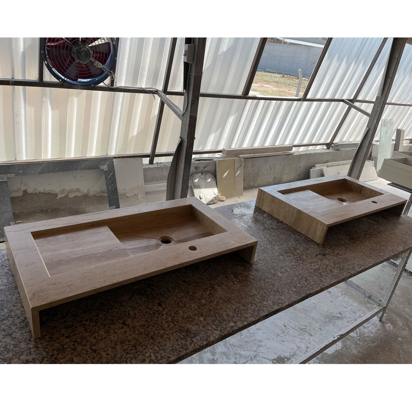 Handcrafted Travertine Stone Sink - Natural Warm Earthy Artisan