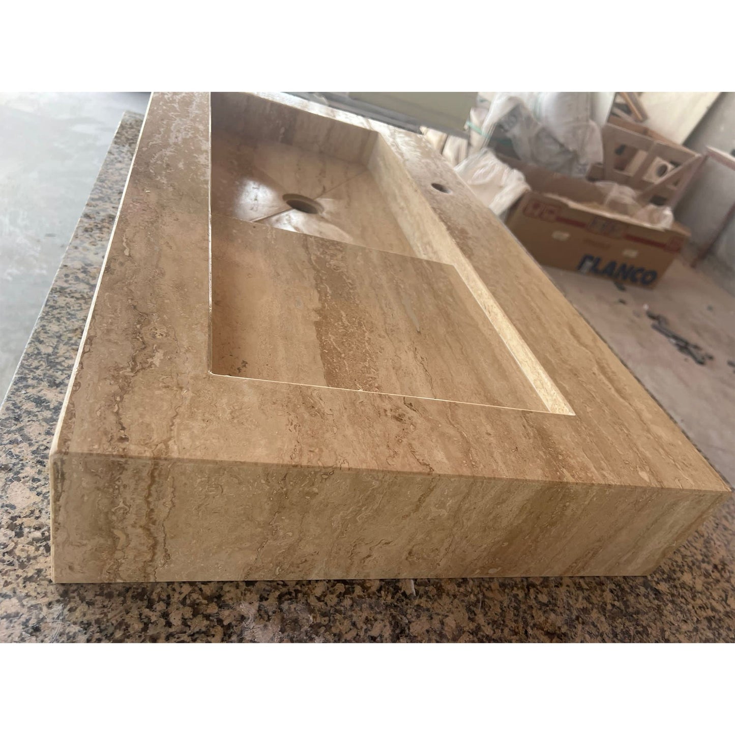 Handcrafted Travertine Stone Sink - Natural Warm Earthy Artisan