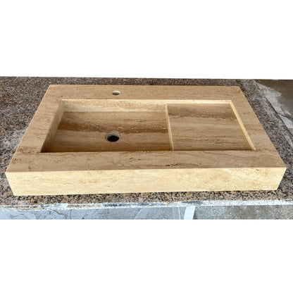 Handcrafted Travertine Stone Sink - Natural Warm Earthy Artisan