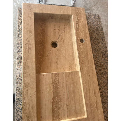 Handcrafted Travertine Stone Sink - Natural Warm Earthy Artisan