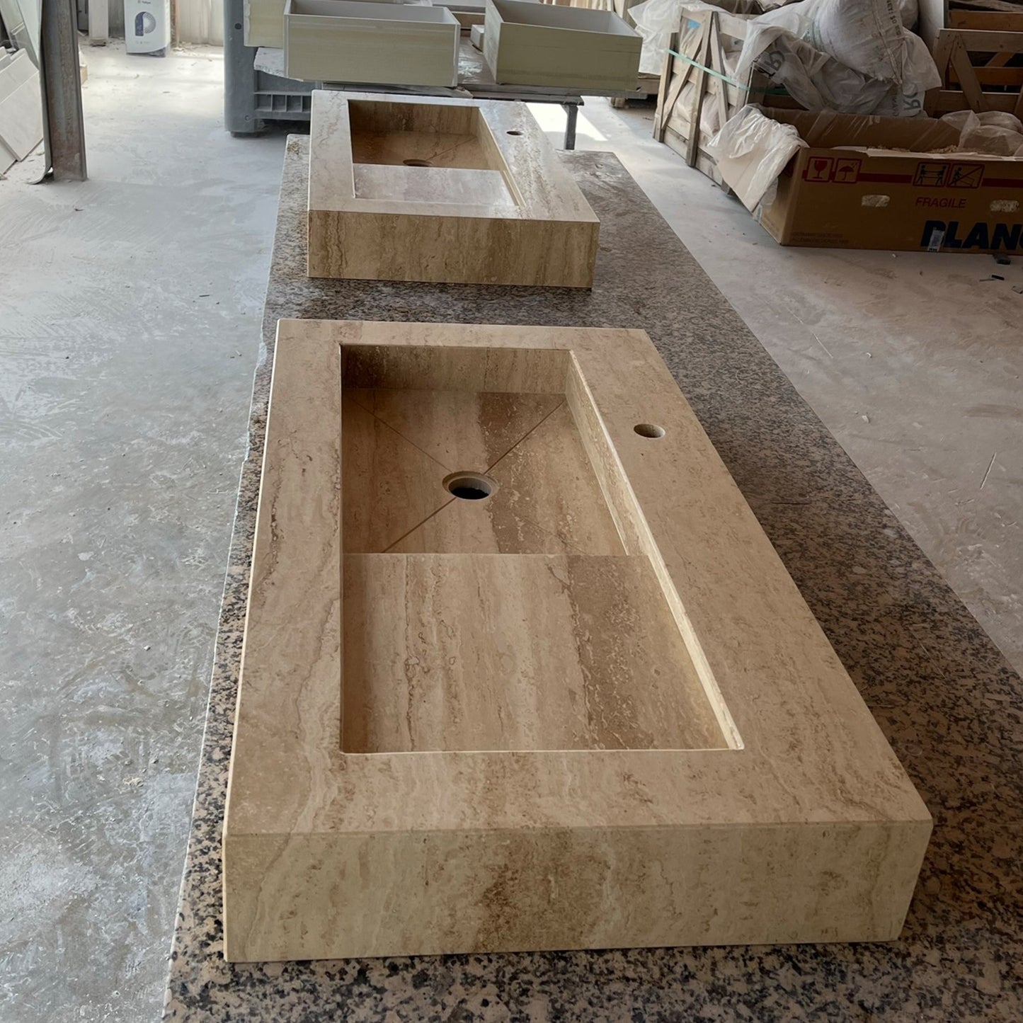 Handcrafted Travertine Stone Sink - Natural Warm Earthy Artisan