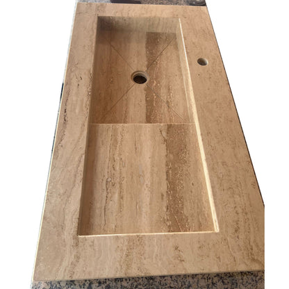 Handcrafted Travertine Stone Sink - Natural Warm Earthy Artisan