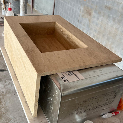 Handcrafted Travertine Wall Mount Sink - Mediterranean Spa Style