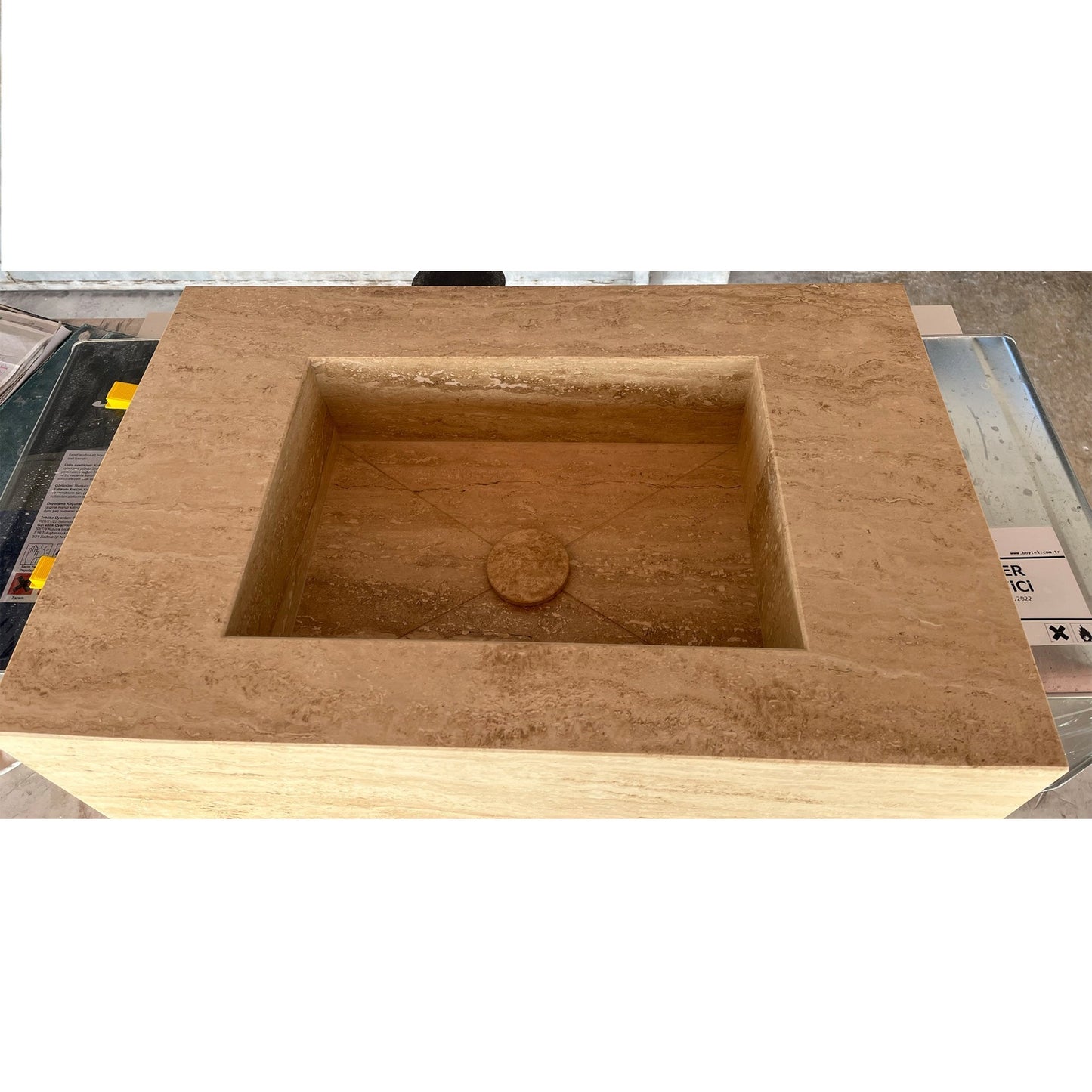 Handcrafted Travertine Wall Mount Sink - Mediterranean Spa Style