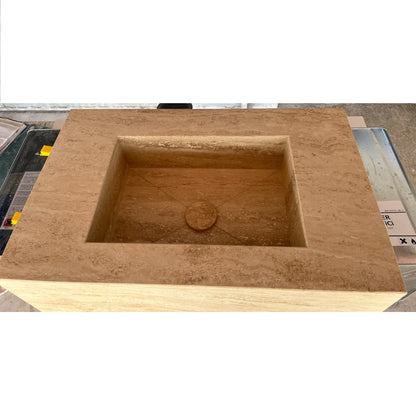 Handcrafted Travertine Wall Mount Sink - Mediterranean Spa Style