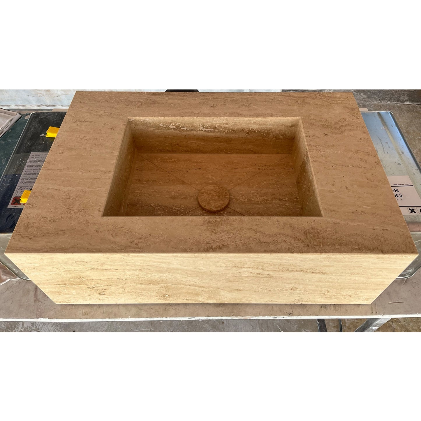 Handcrafted Travertine Wall Mount Sink - Mediterranean Spa Style
