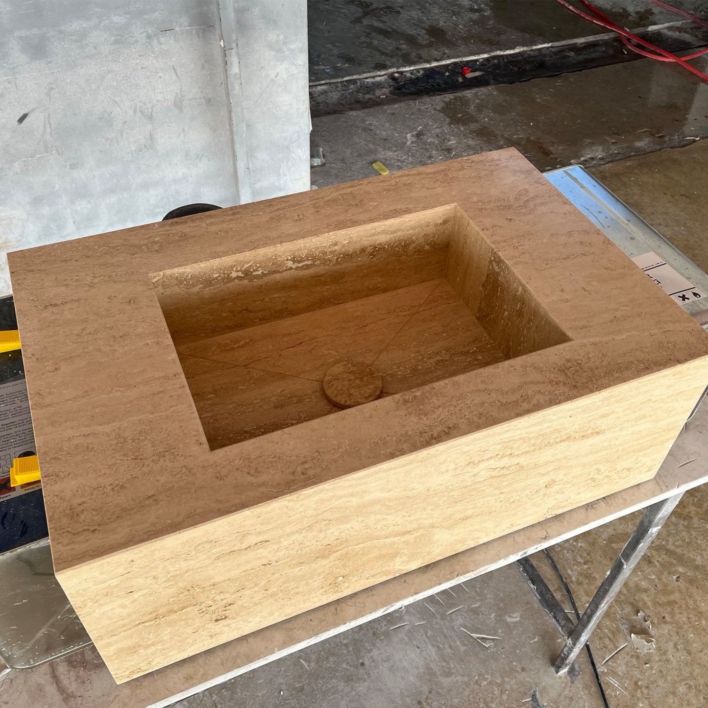 Handcrafted Travertine Wall Mount Sink - Mediterranean Spa Style