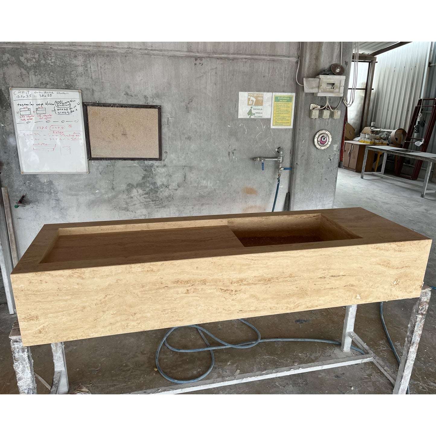 Beige Travertine Sink Vein Cut Handcrafted - Natural Stone 6