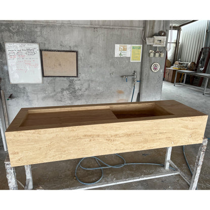 Beige Travertine Sink Vein Cut Handcrafted - Natural Stone 6