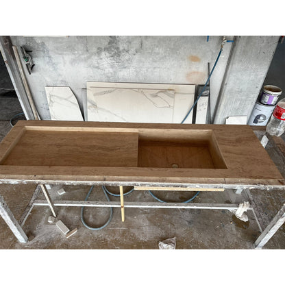 Beige Travertine Sink Vein Cut Handcrafted - Natural Stone 6