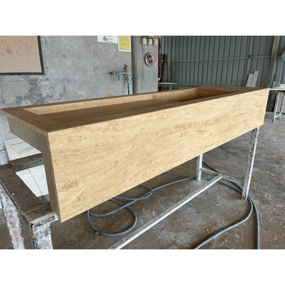 Beige Travertine Sink Vein Cut Handcrafted - Natural Stone 6