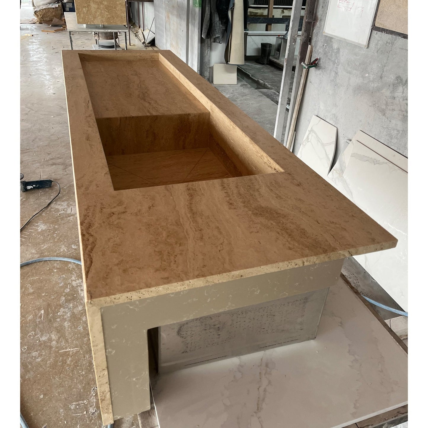Beige Travertine Sink Vein Cut Handcrafted - Natural Stone 6
