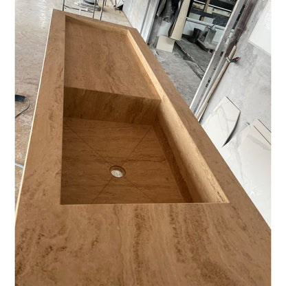 Beige Travertine Sink Vein Cut Handcrafted - Natural Stone 6