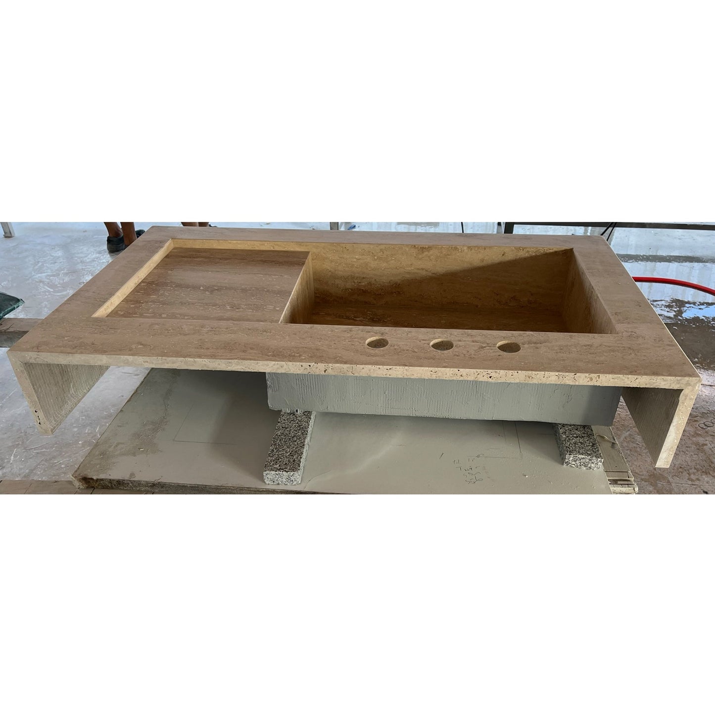 Handcrafted Custom Travertine Sink - Size 4 Premium Artisan Natural Stone Vessel