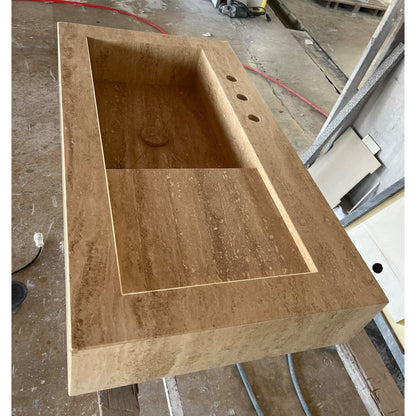 Handcrafted Custom Travertine Sink - Size 4 Premium Artisan Natural Stone Vessel