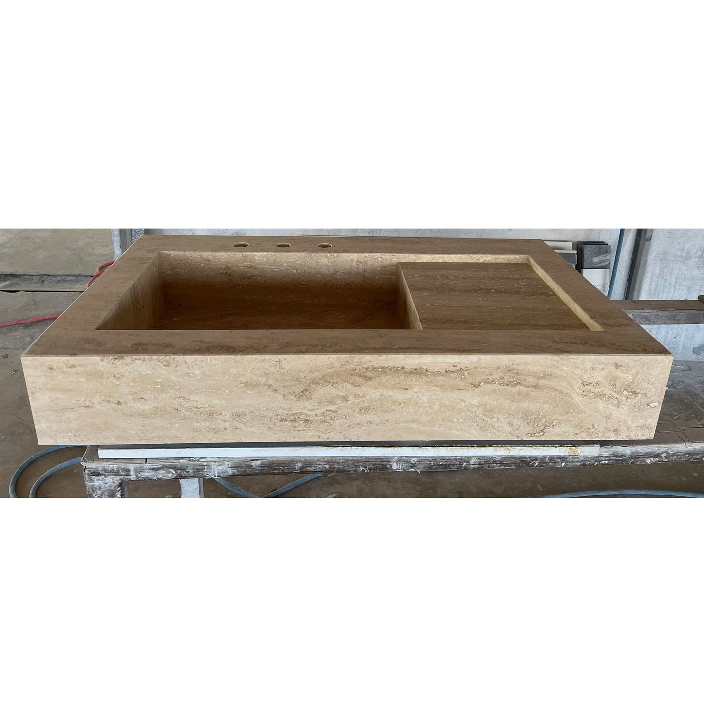 Handcrafted Custom Travertine Sink - Size 4 Premium Artisan Natural Stone Vessel