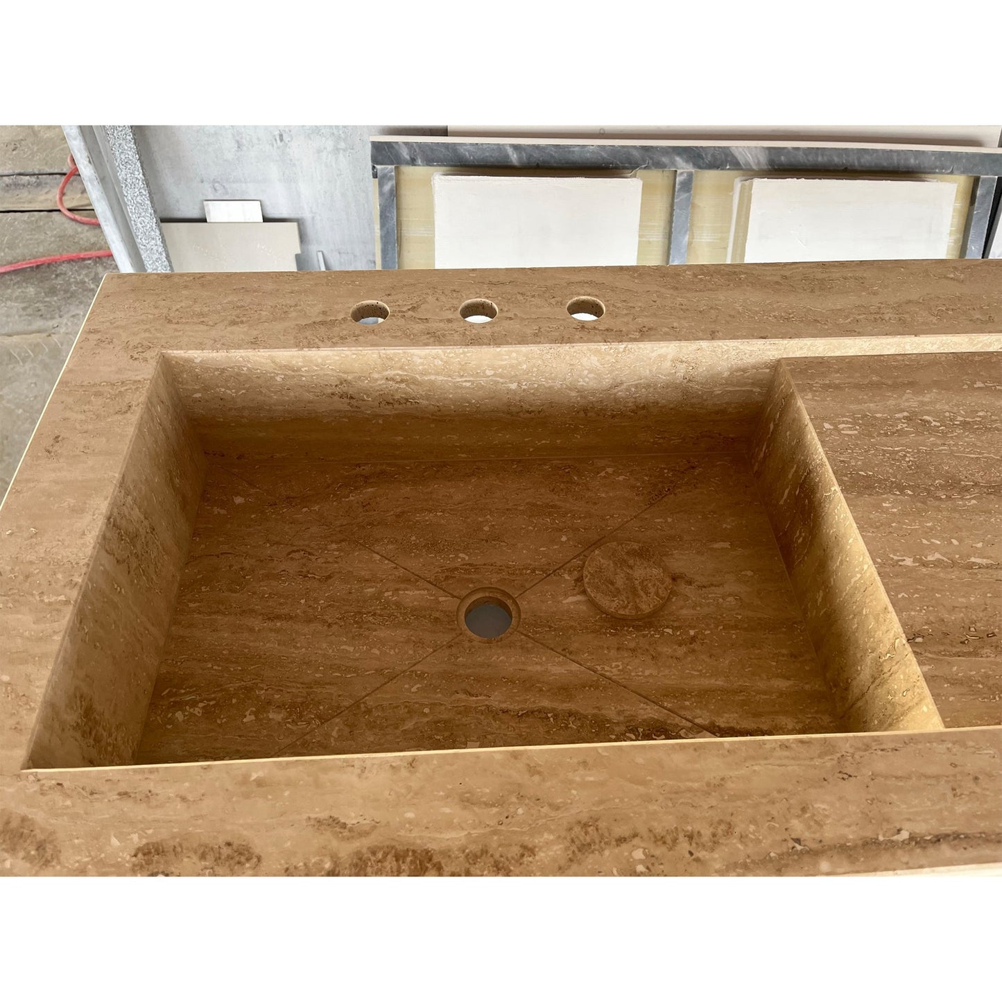 Handcrafted Custom Travertine Sink - Size 4 Premium Artisan Natural Stone Vessel