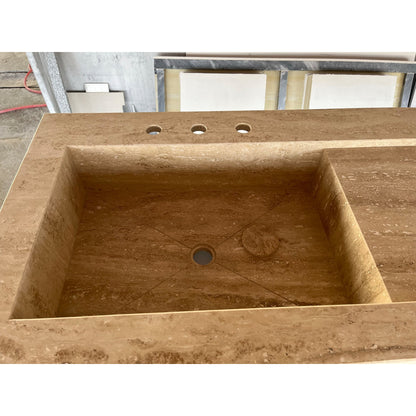 Handcrafted Custom Travertine Sink - Size 4 Premium Artisan Natural Stone Vessel