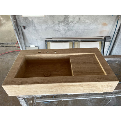 Handcrafted Custom Travertine Sink - Size 4 Premium Artisan Natural Stone Vessel