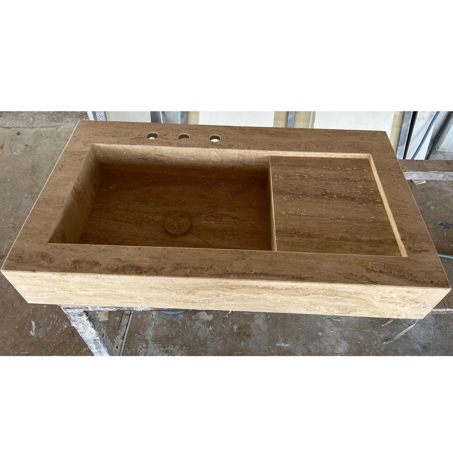 Handcrafted Custom Travertine Sink - Size 4 Premium Artisan Natural Stone Vessel
