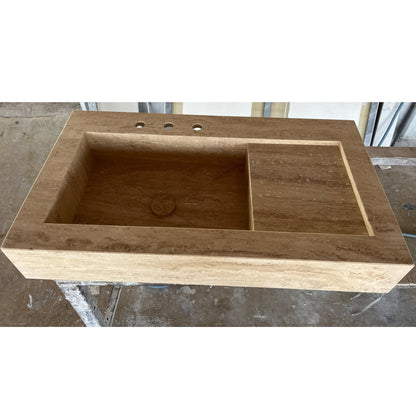Handcrafted Custom Travertine Sink - Size 4 Premium Artisan Natural Stone Vessel