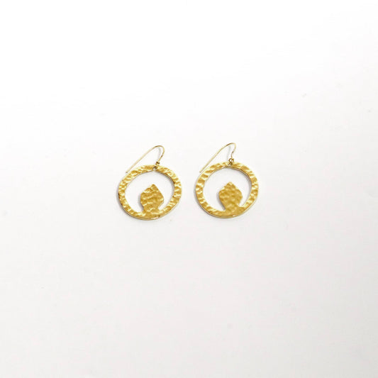 Hammered Irregular Disc Brass Earrings | Tembo