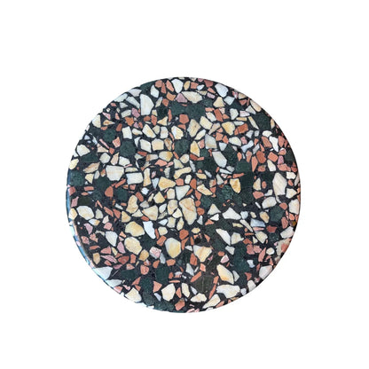 Terrazzo Round Side Table - Brass Conic Legs Modern Designer