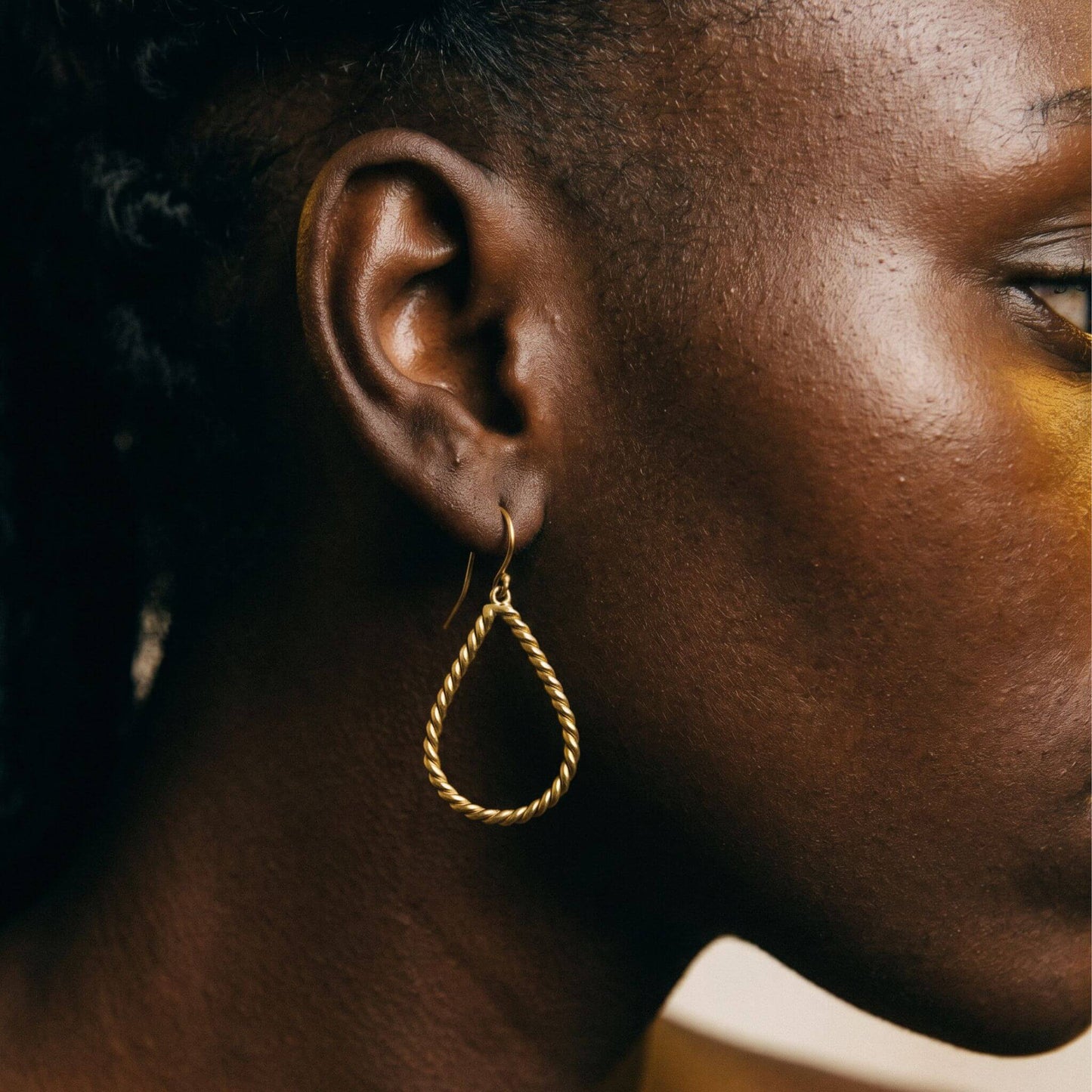 Twisted Brass Hoop Earrings for Women | Rosa