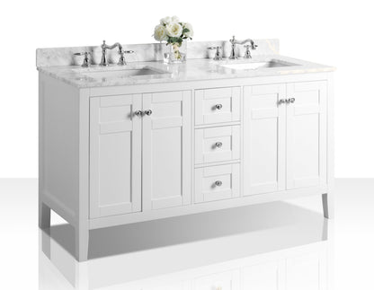 Maili Bathroom Vanity with Sink and Carrara White Marble Top Cabinet Set