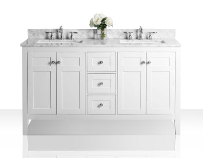 Maili Bathroom Vanity with Sink and Carrara White Marble Top Cabinet Set