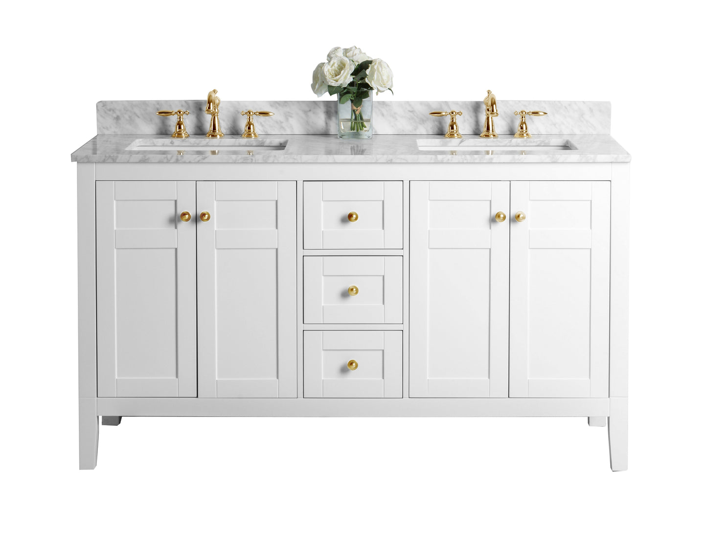 Maili Bathroom Vanity with Sink and Carrara White Marble Top Cabinet Set