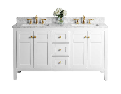 Maili Bathroom Vanity with Sink and Carrara White Marble Top Cabinet Set
