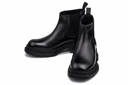 TOTO - W0662 - 3.2 Inches Taller (Black) - Chunky Sole Chelsea High Top Ankle Boot