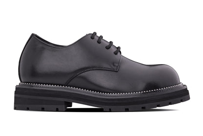 TOTO - W0981 - 3.3 Inches Taller (Black) - Low Top Chunky Sole Casual Derbies