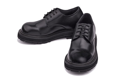 TOTO - W0981 - 3.3 Inches Taller (Black) - Low Top Chunky Sole Casual Derbies
