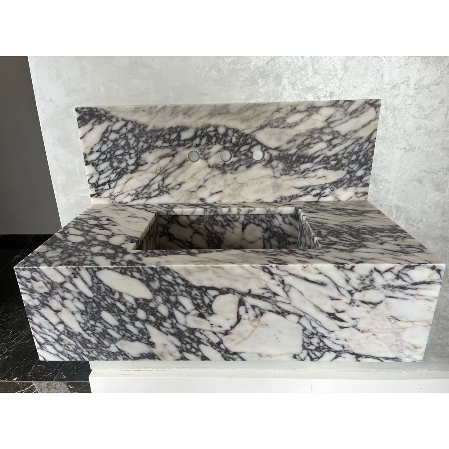 Calacatta Viola Marble Bathroom Vanity Sink Handcrafted Custom Contemporary Style