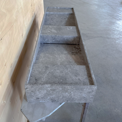 Tundra Grey Marble Handcrafted Bathroom Sink - One of a Kind Artisan Centerpiece