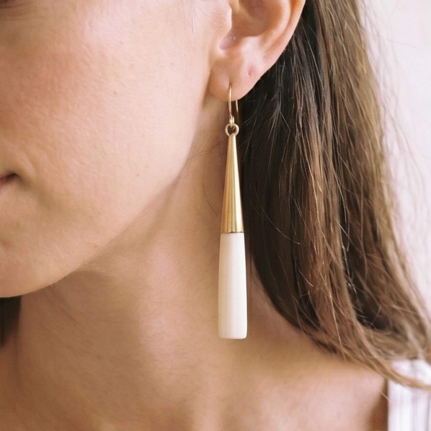 Brass & Horn Drop Hook Earrings | Lulu