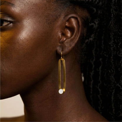 Brass & Horn Drop Hoop Earrings | Lila