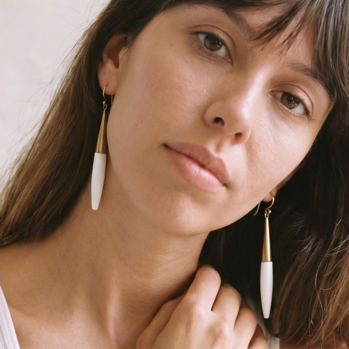 Brass & Horn Spike Drop Earrings | Luna