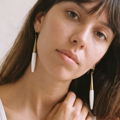 Brass & Horn Spike Drop Earrings | Luna