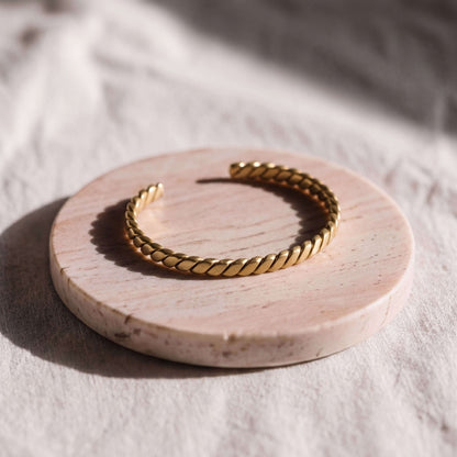 Wide Twisted Brass Cuff Bracelet | Dona