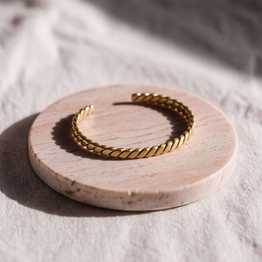 Wide Twisted Brass Cuff Bracelet | Dona