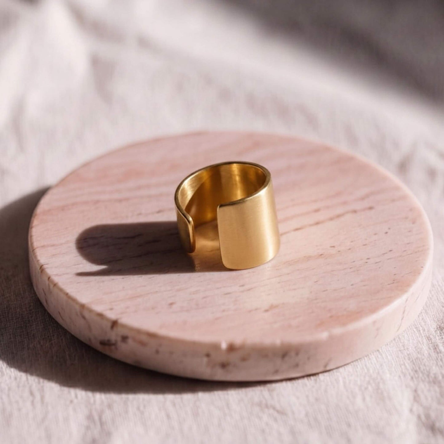 Adjustable Wide Band Brass Cuff Ring | Penda