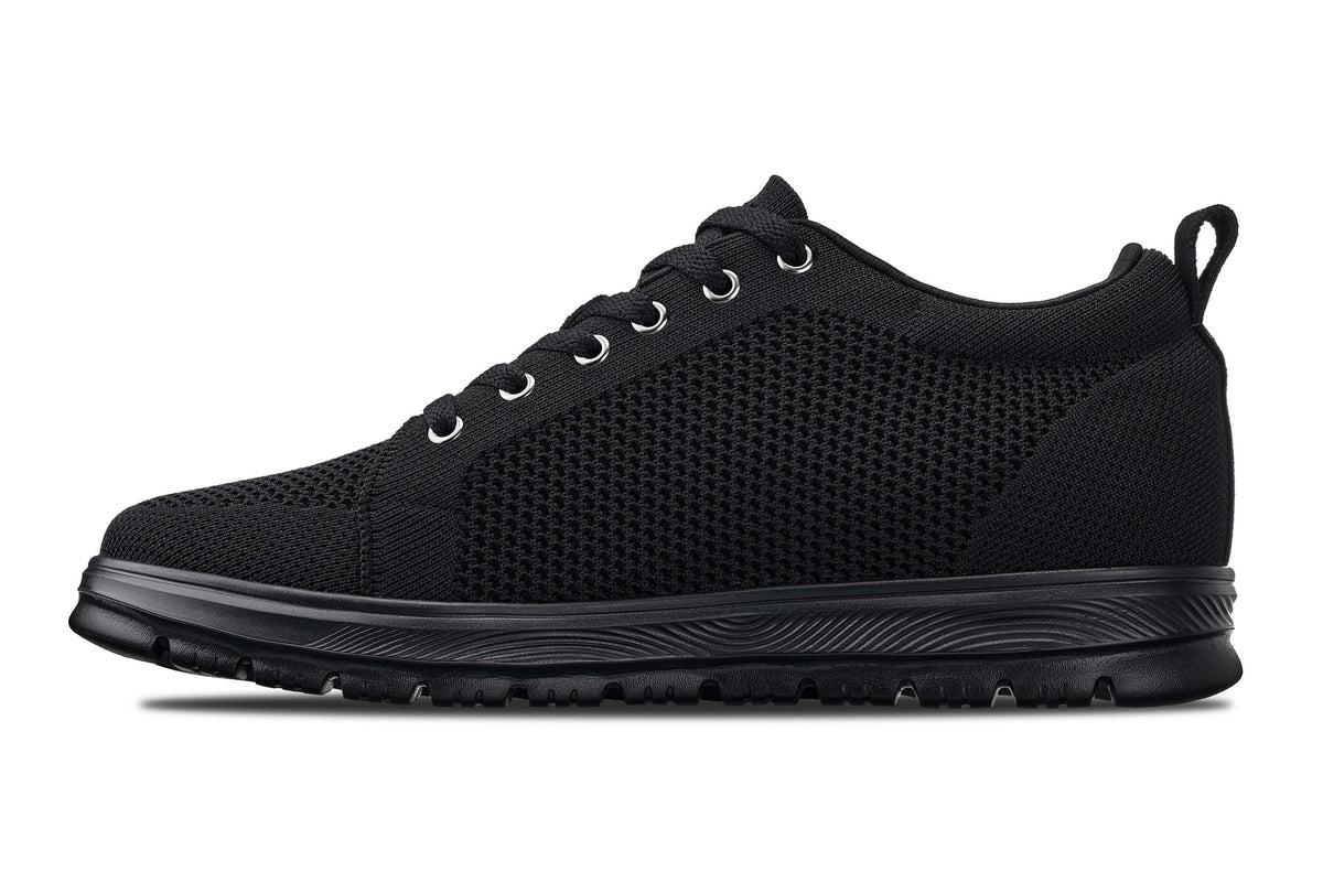 CALTO - X2320 - 2.4 Inches Taller (Black/Black Sole) - Lace Up Casual Sneaker - Lightweight