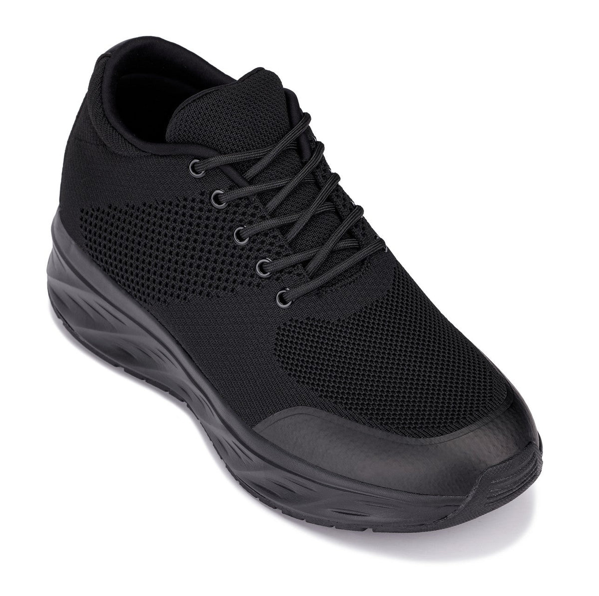 CALTO - X2690 - 2.8 Inches Taller (Black/Black Sole) - Lightweight Sporty Sneakers